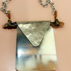 Brass and Bone Handmade Necklace - Chain - 24 in