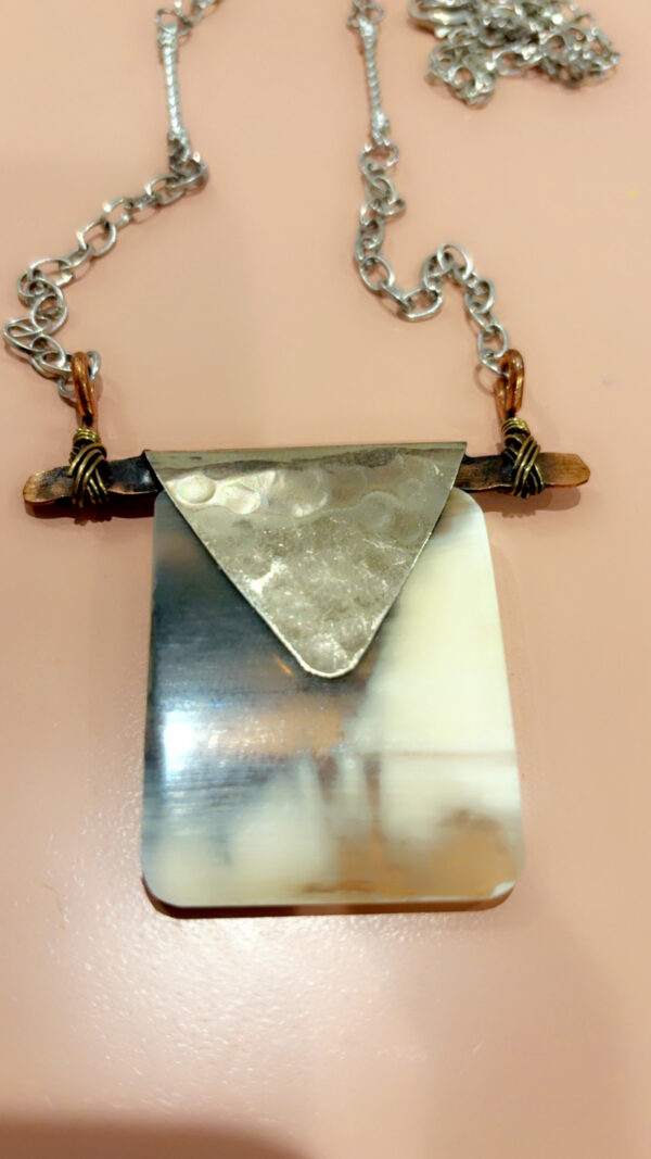 Brass and Bone Handmade Necklace - Chain - 24 in