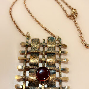 Copper Handmade Garnet Stoned Necklace - Chain - 18in
