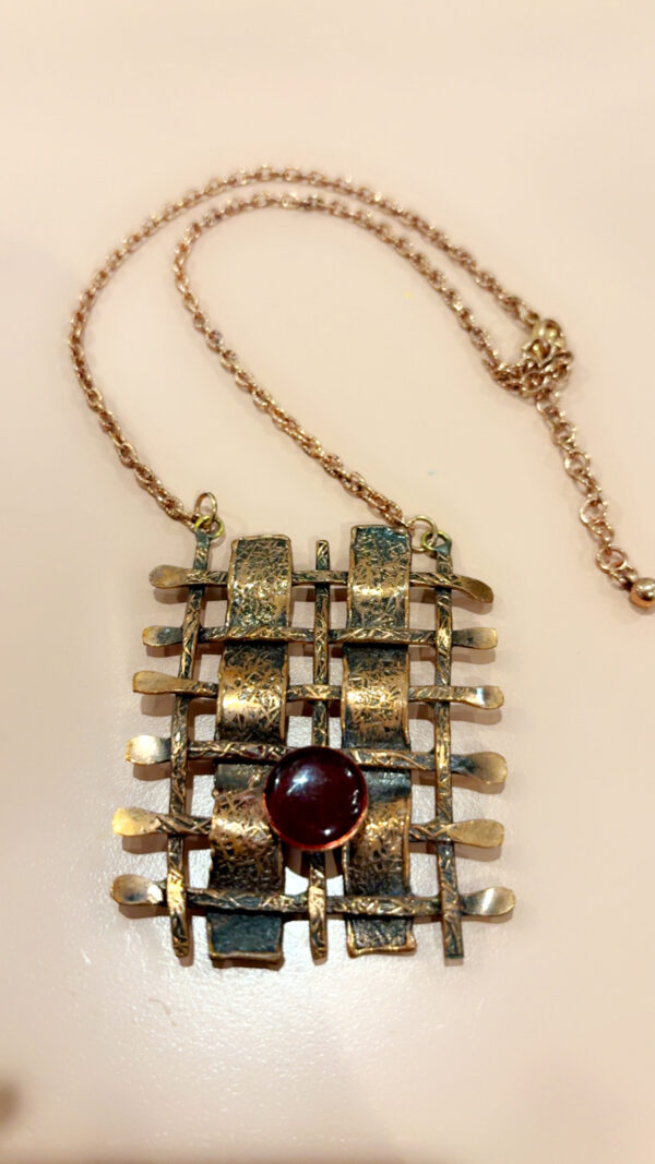 Copper Handmade Garnet Stoned Necklace - Chain - 18in